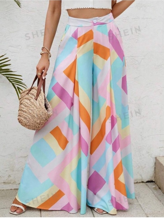 SHEIN Pants - SHEIN Vcay Geo Pattern Flowy Pants